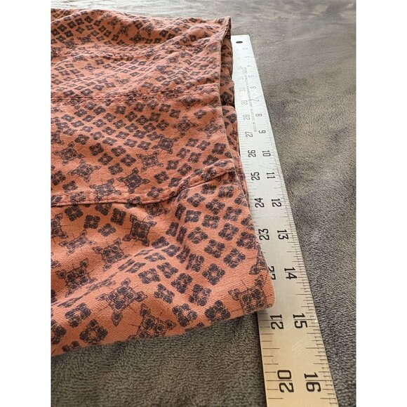 Free People Women's Boho Floral  Mini Skirt 12 Orange Black Bohemian Going Out - Picture 7 of 8